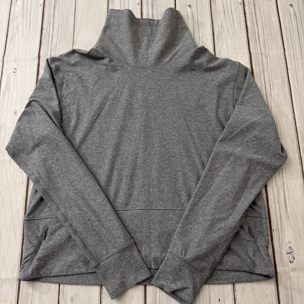 Lululemon Sweater Women 10 Gray Ready to Rulu Pullover Funnel Neck Long Sleeve